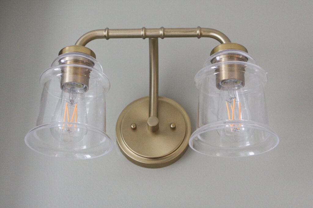 Brass vanity light from Lowe's