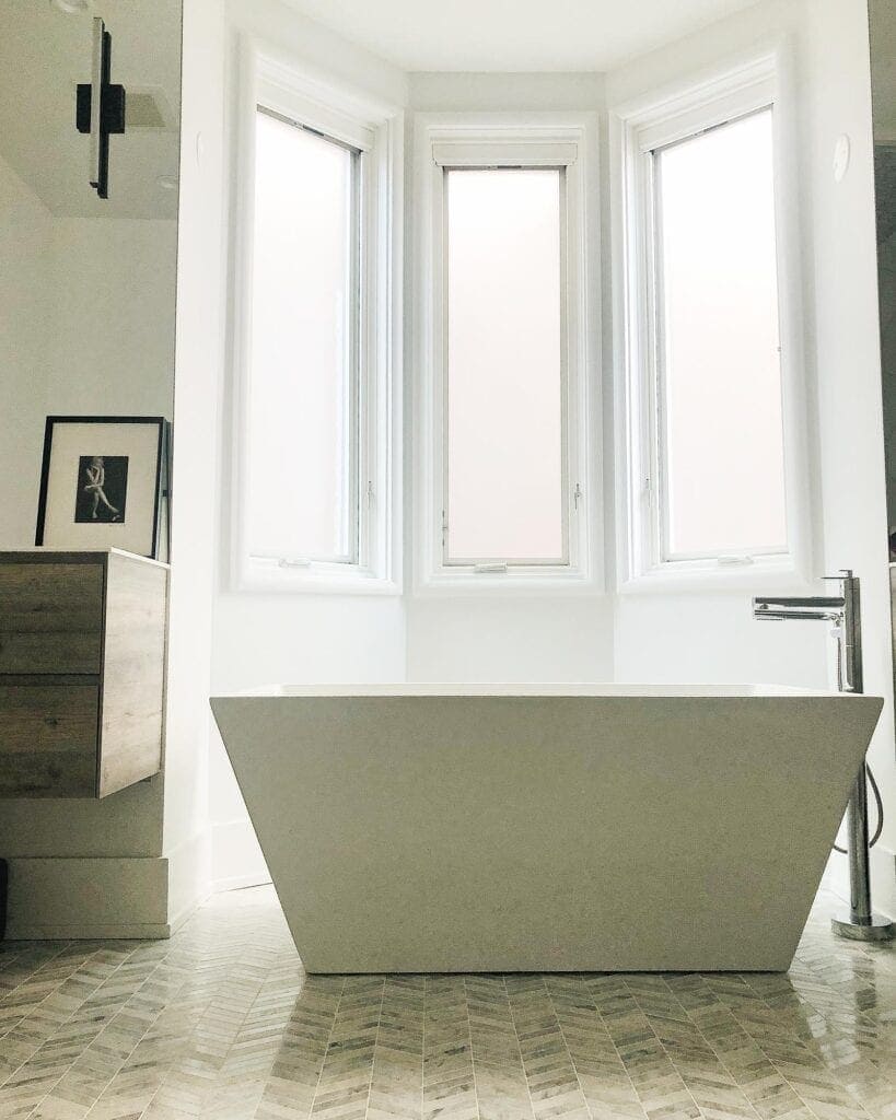 Modern bathtub in a bathroom