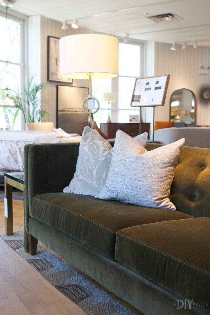 Green velvet aidan sofa