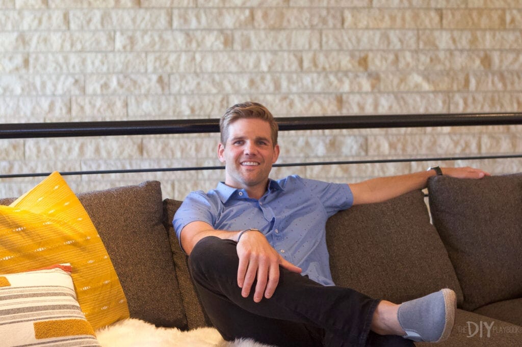 Enjoying the Crate and Barrel couch