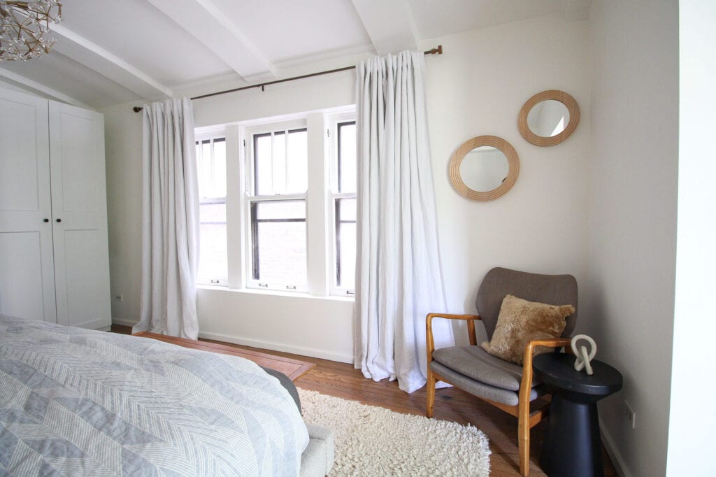 Open windows and curtains