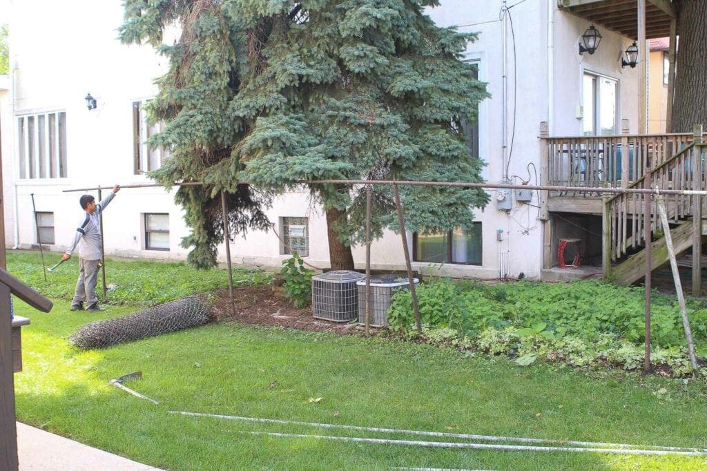Our chain link fence coming down