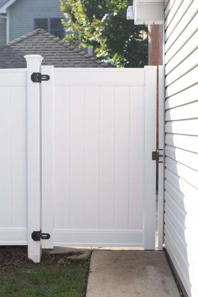 Gates on our white vinyl fence
