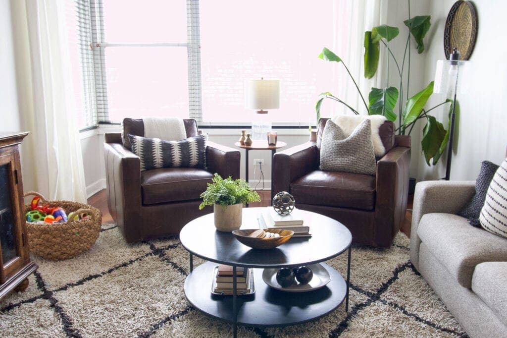 Leather chairs in a family room