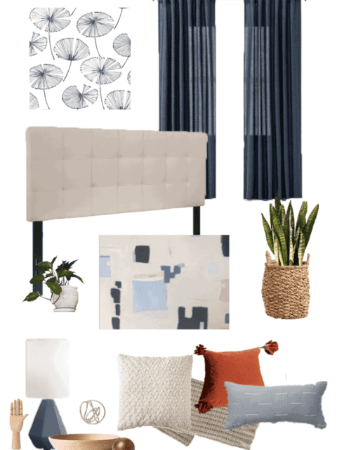 budget bedroom moodboard