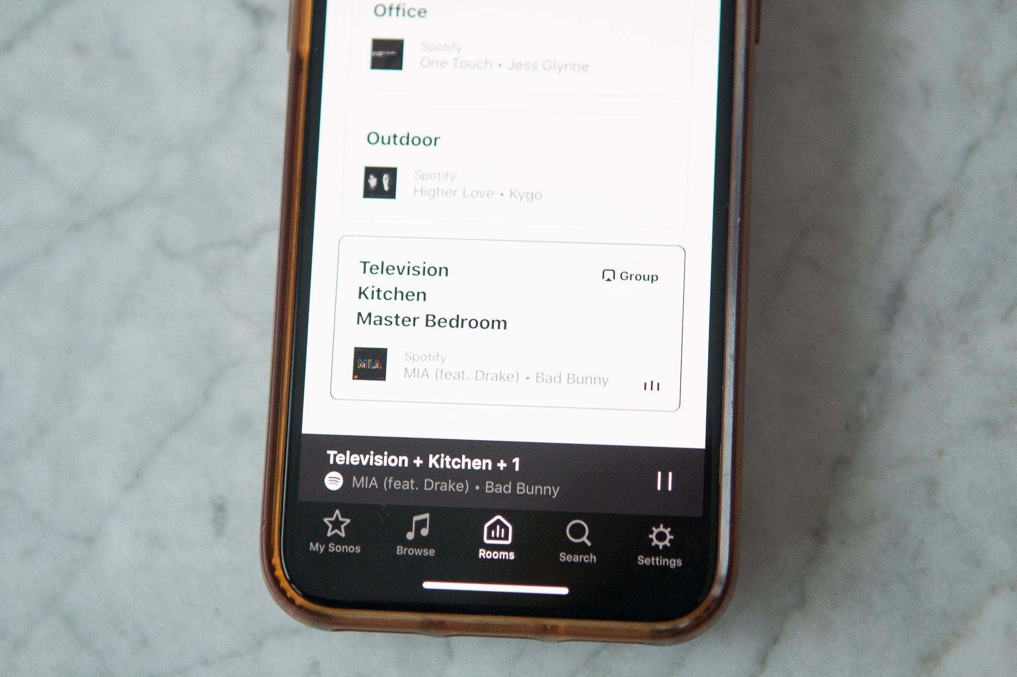 Changing the sonos speakers on my phone