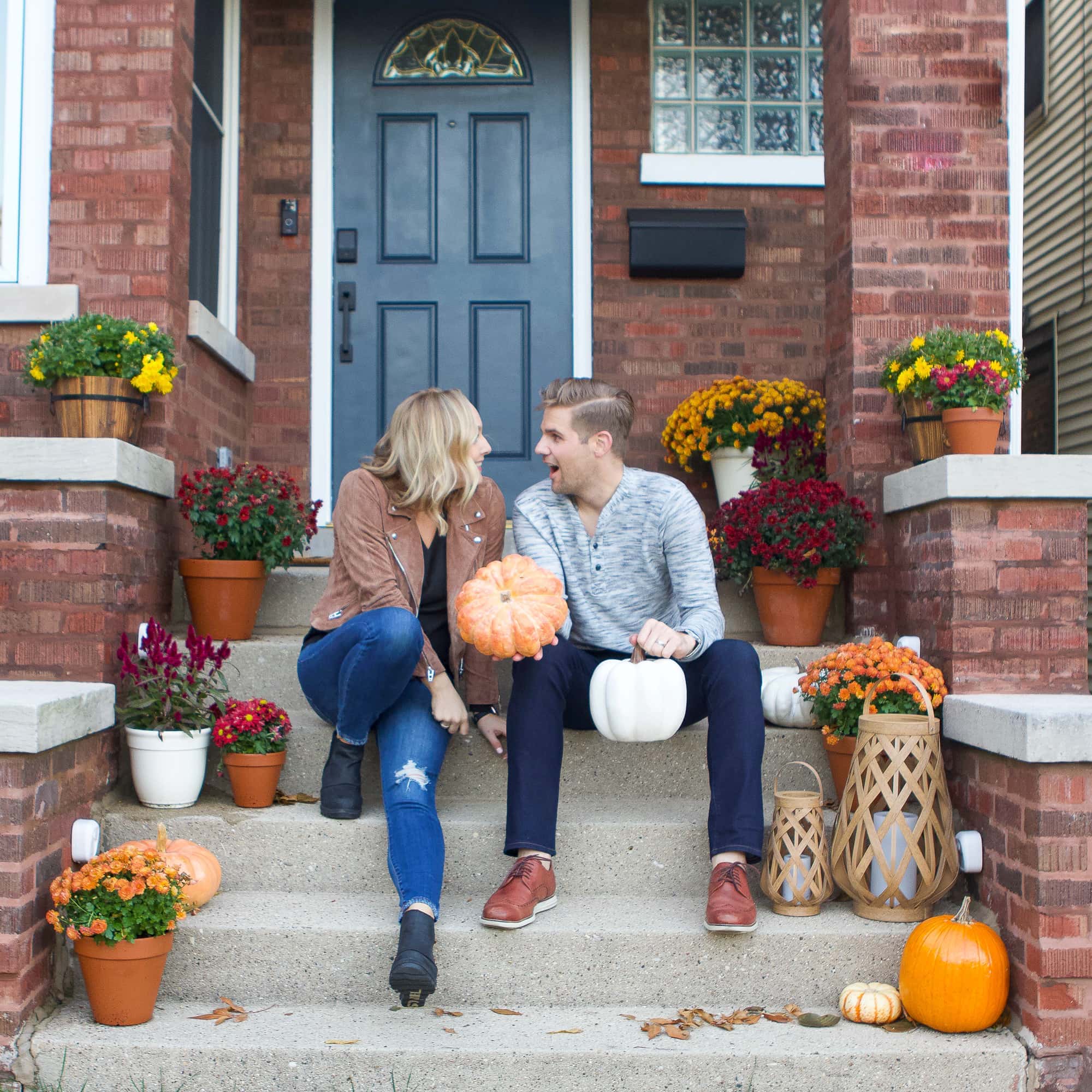 Sitting on the front porch during fall