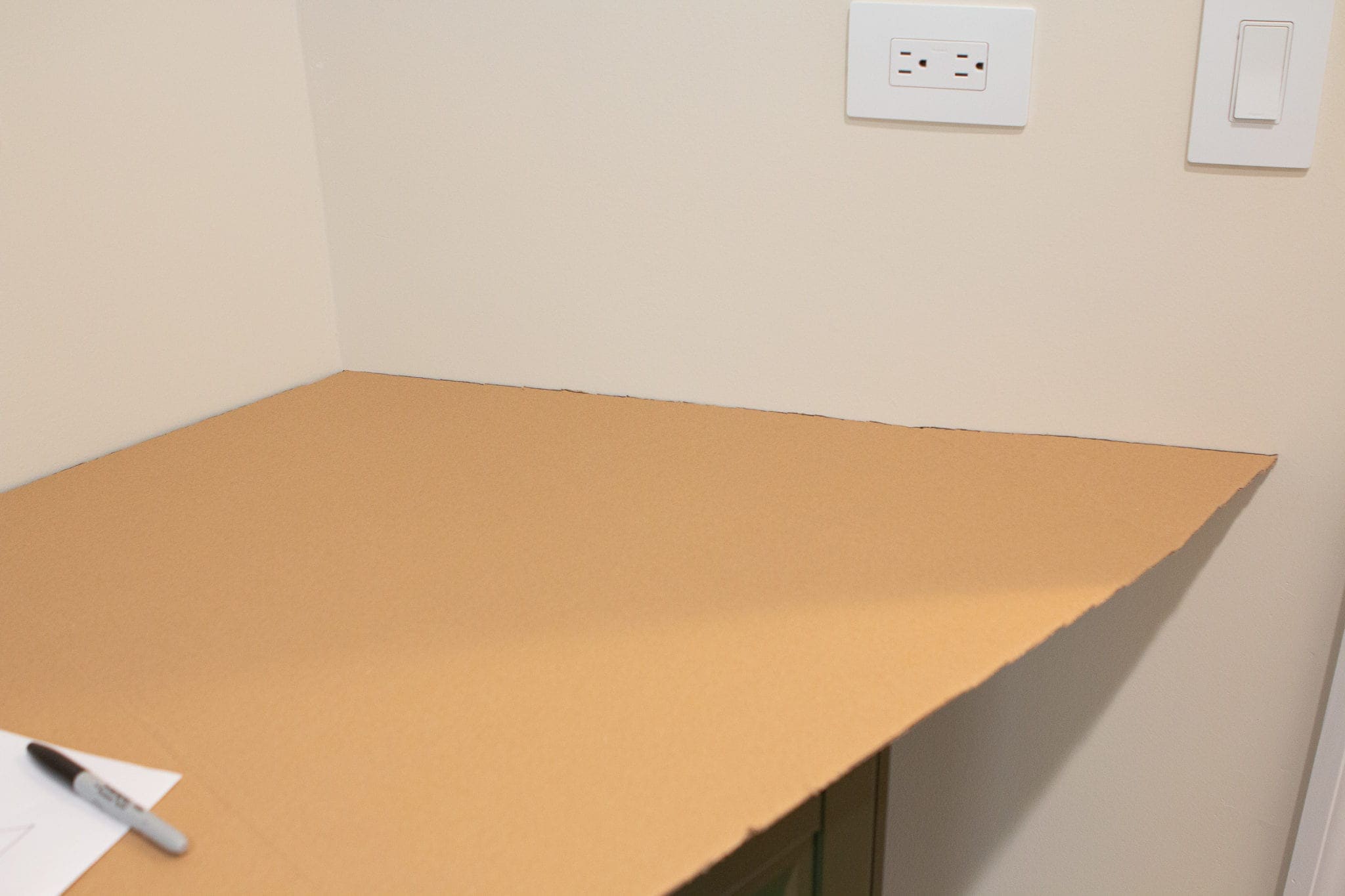 Angle on the cardboard template