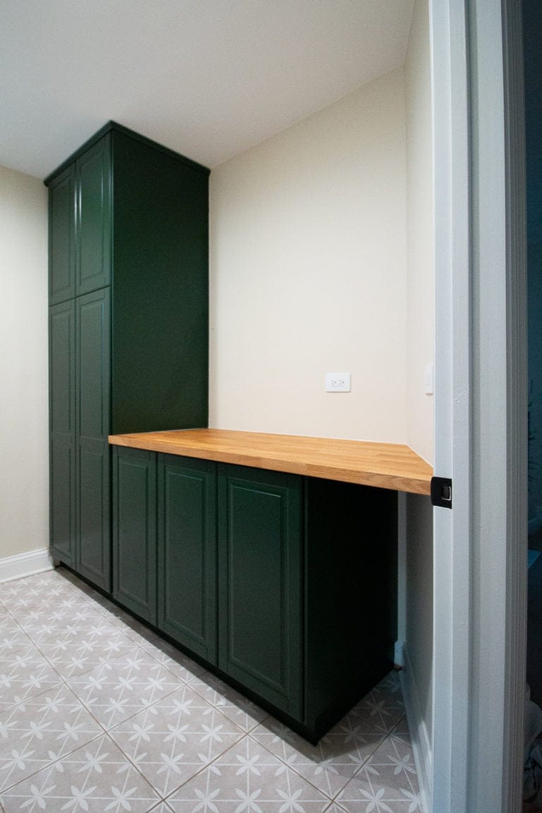 Adding IKEA butcher block countertop to our laundry room