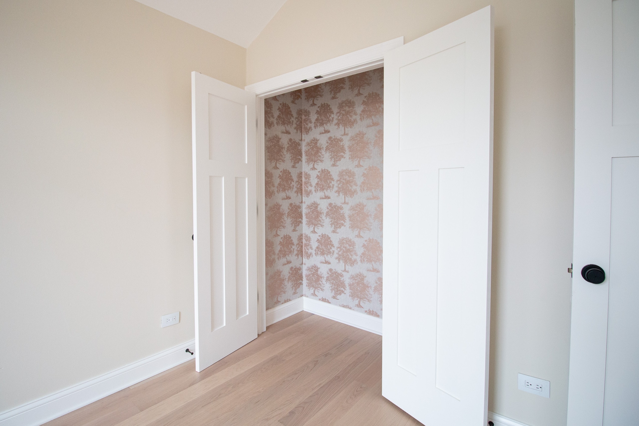 Wallpapering a nursery closet