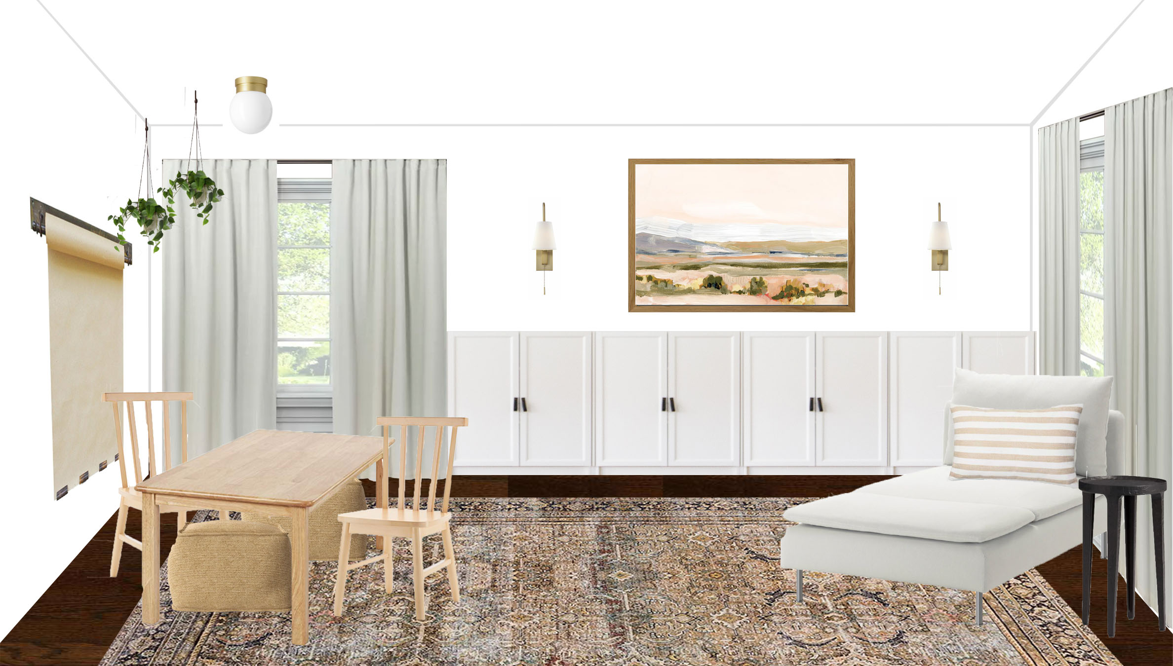 Creating a functional front room for a family