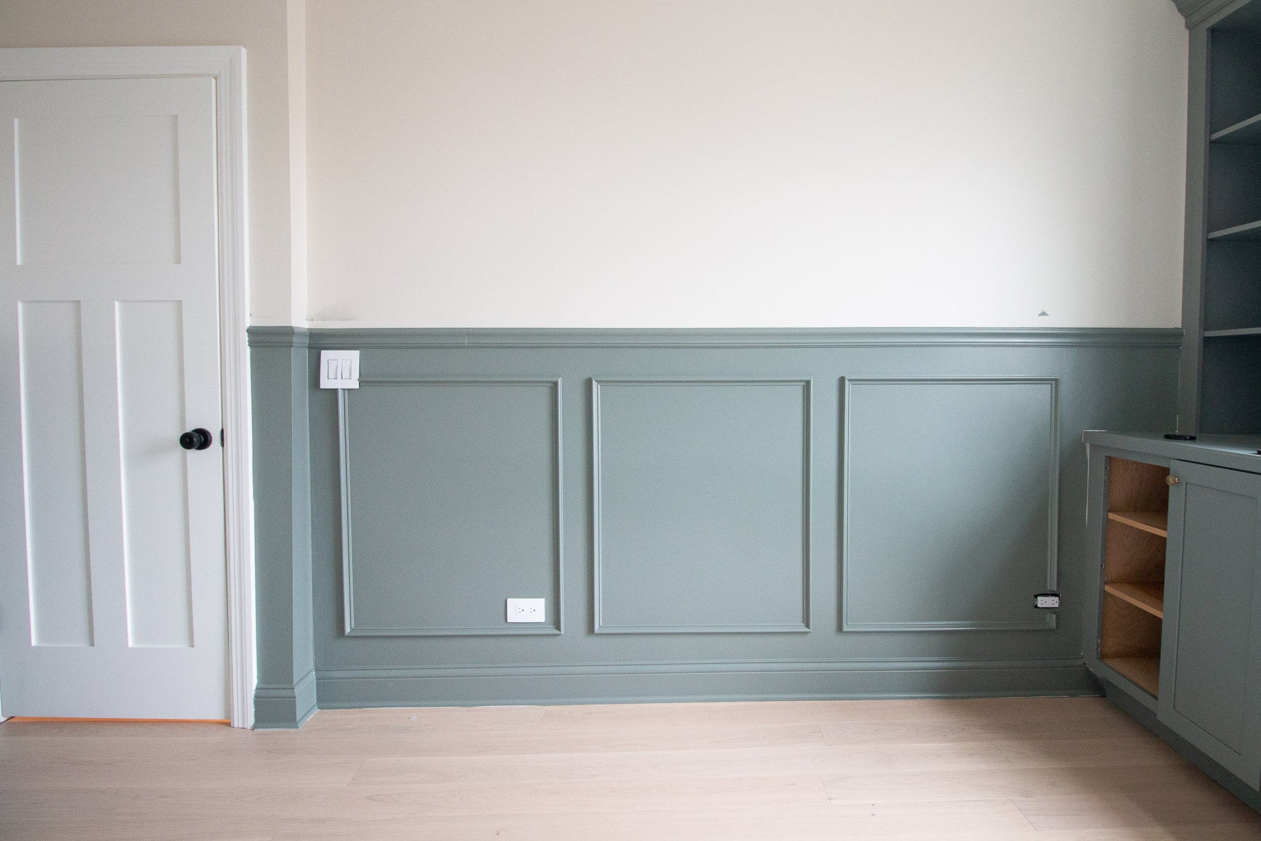 Our new green chair rail after