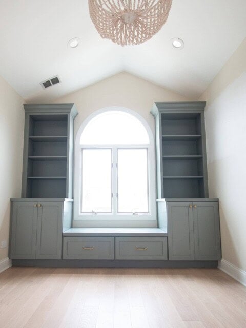 Our new sage green built-ins
