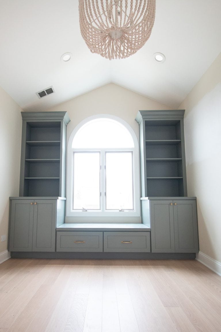 Our new sage green built-ins