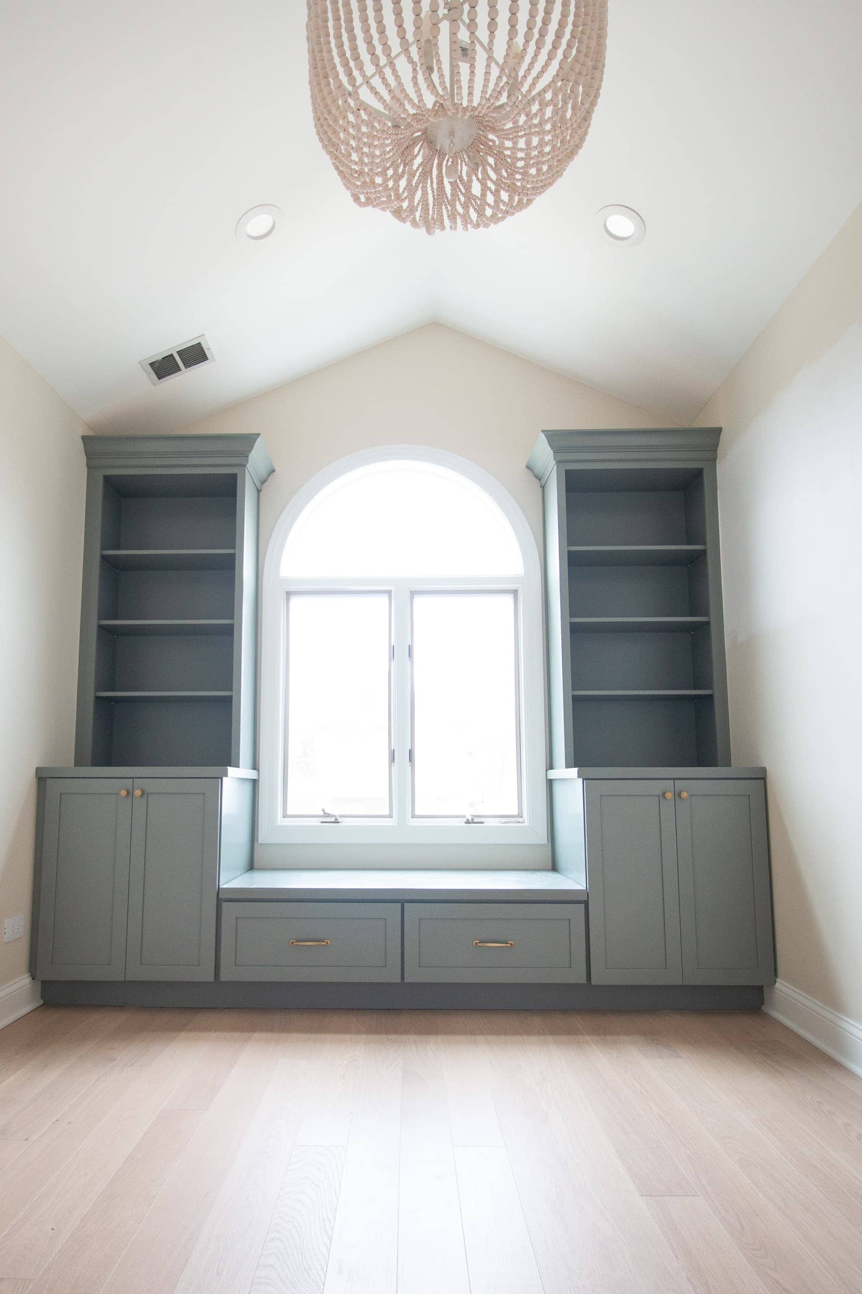 Our new sage green built-ins