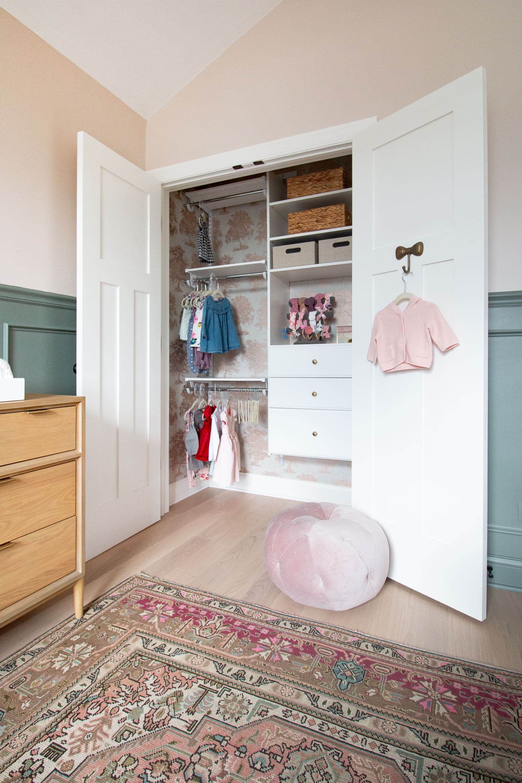 Our organized nursery closet from Lowe's
