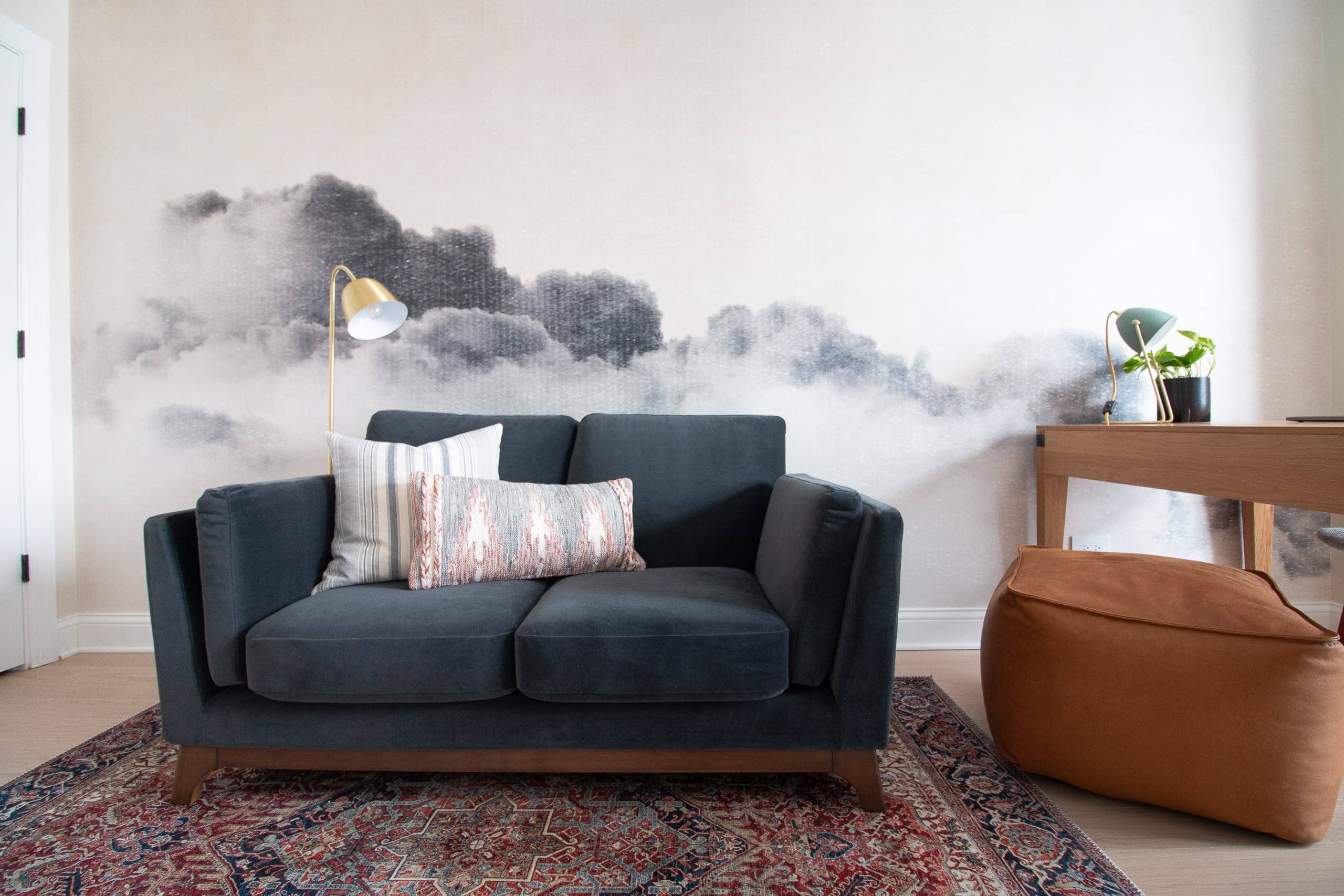Blue velvet sofa from Article