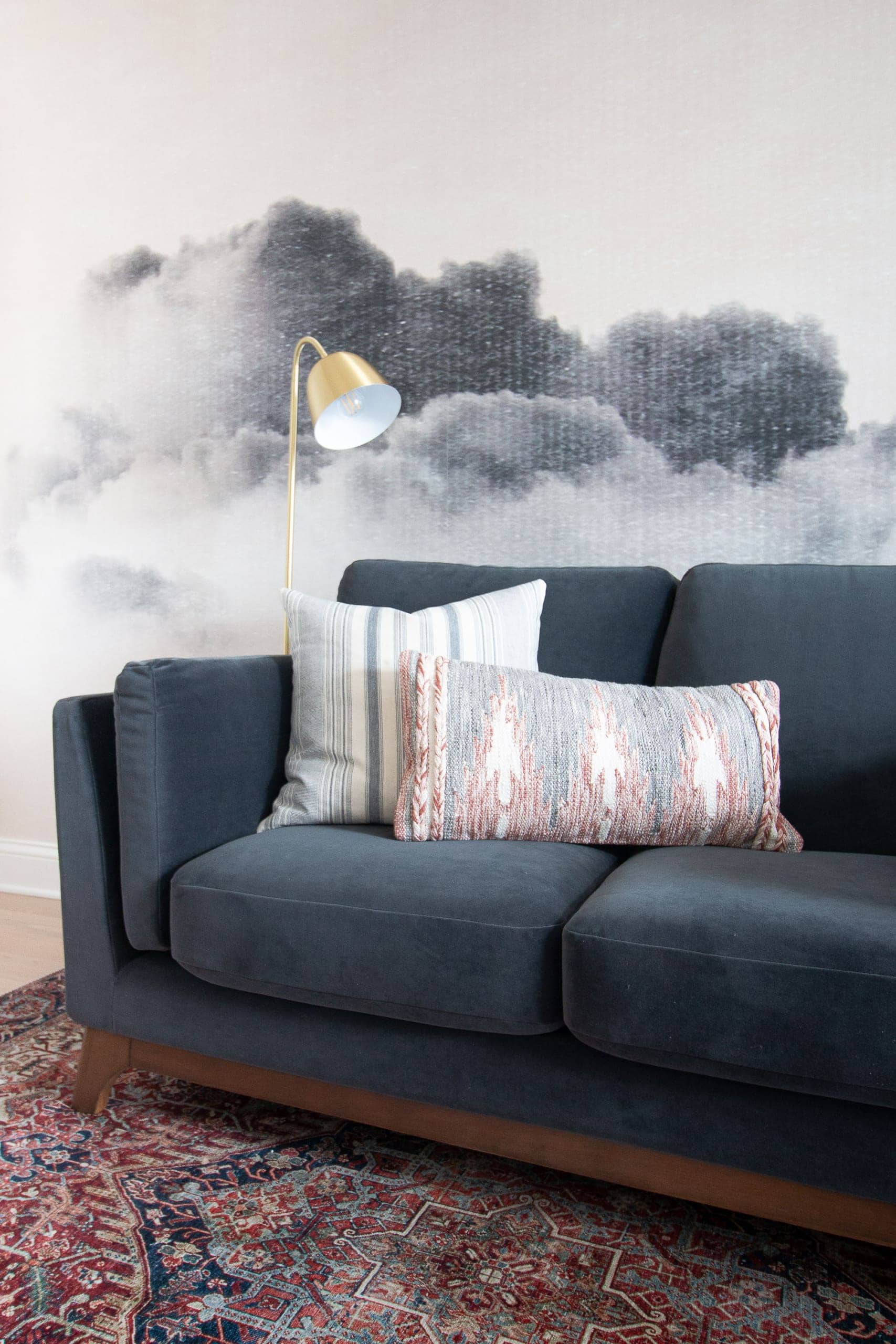 Blue velvet sofa from Article