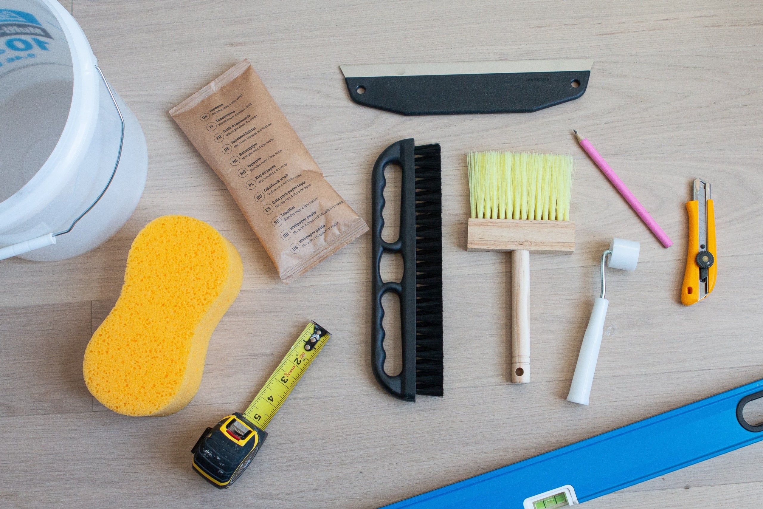Supplies to install a wall mural