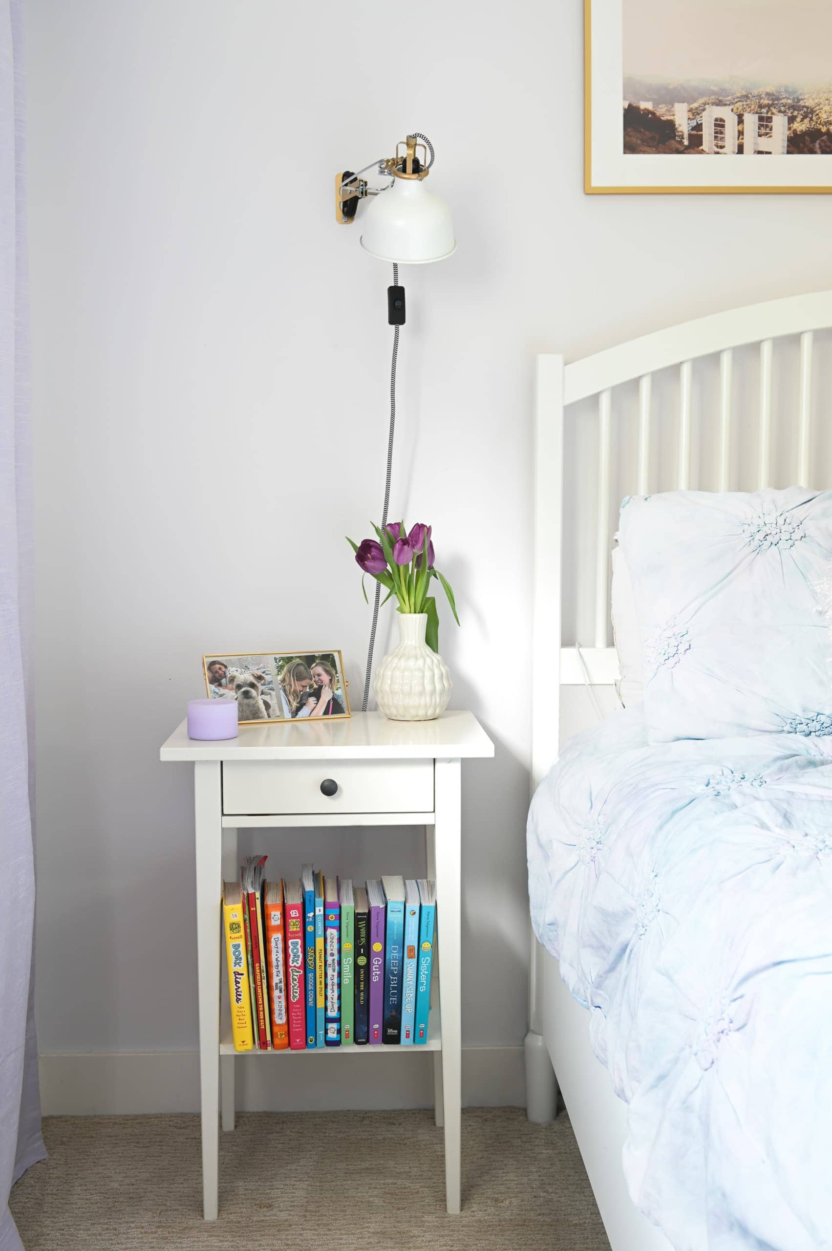 Nightstand in teen bedroom