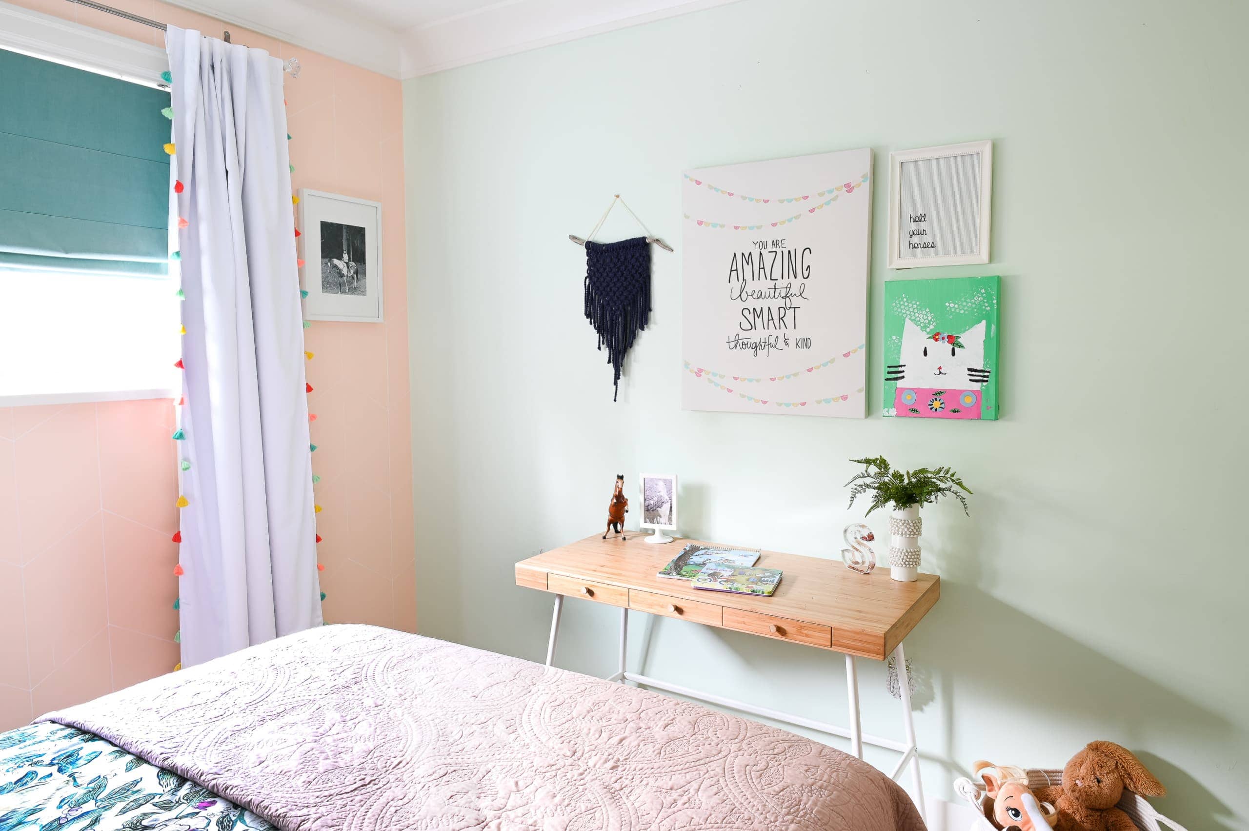 Desk in teenager girl room