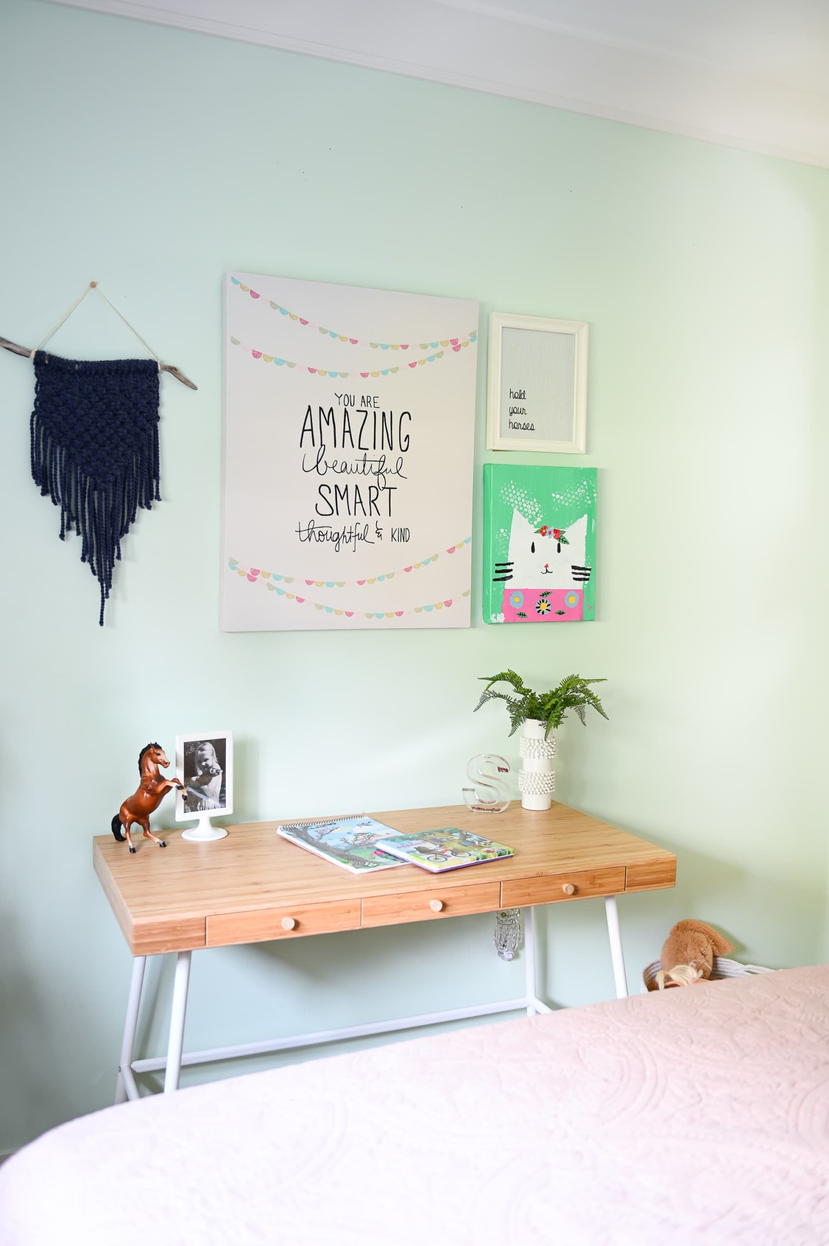 Desk with gallery wall