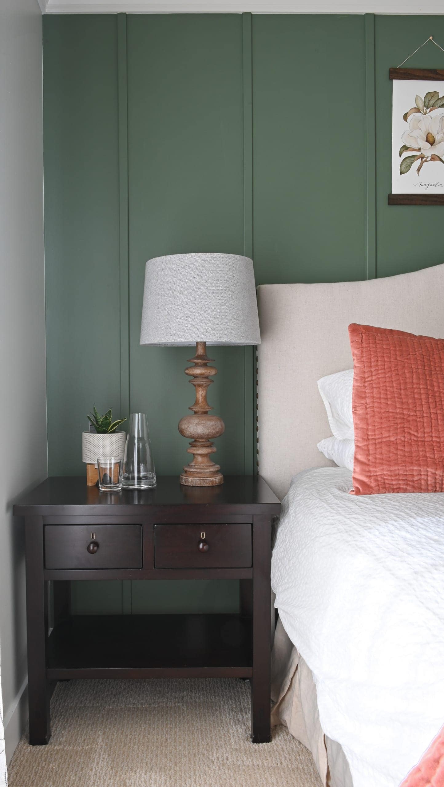 Green wall in master bedroom