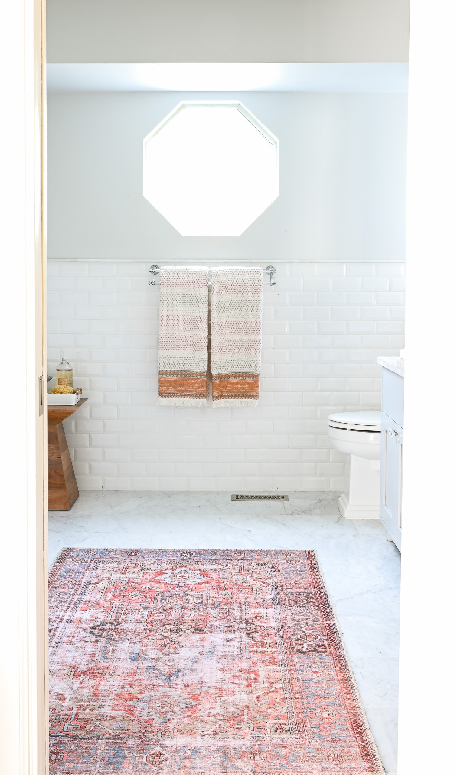 Master bathroom white tile
