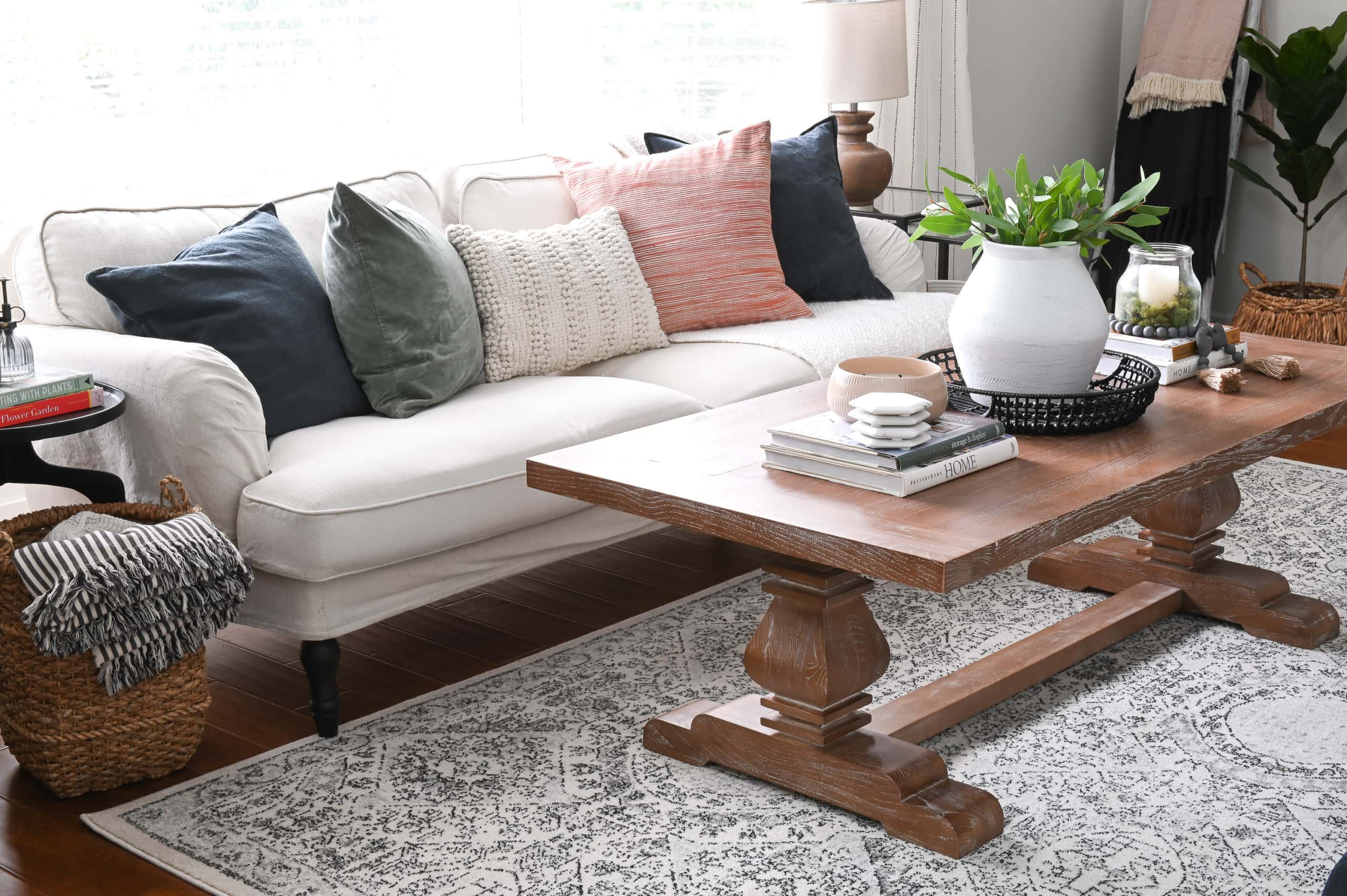 Living room and wood coffee table