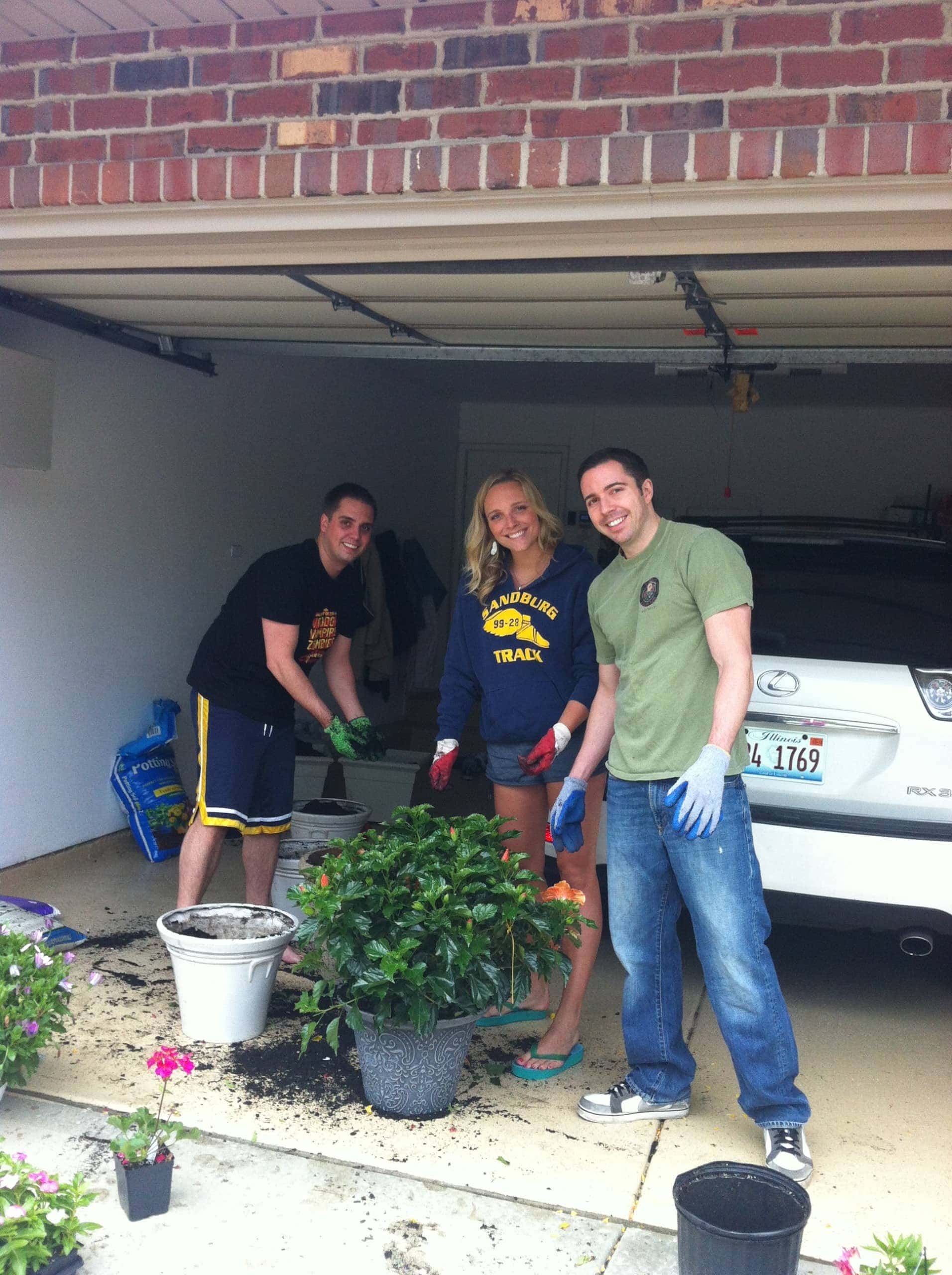 Planting flowers for Mother's Day
