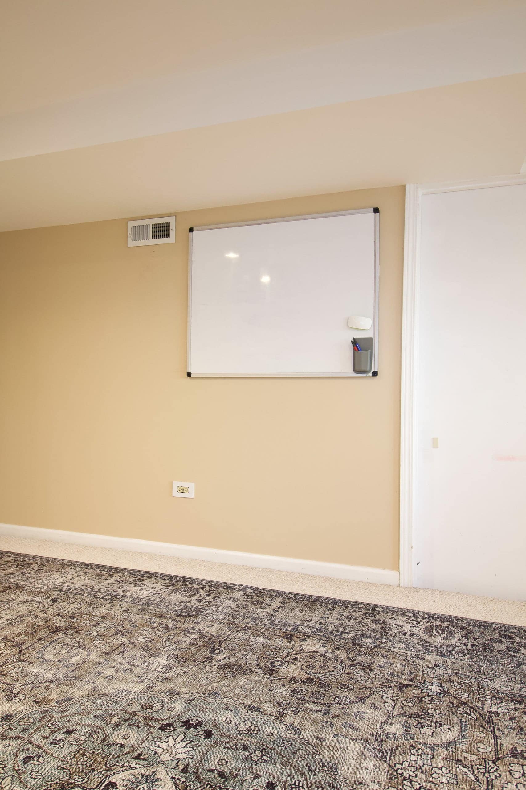 White board for the basement office