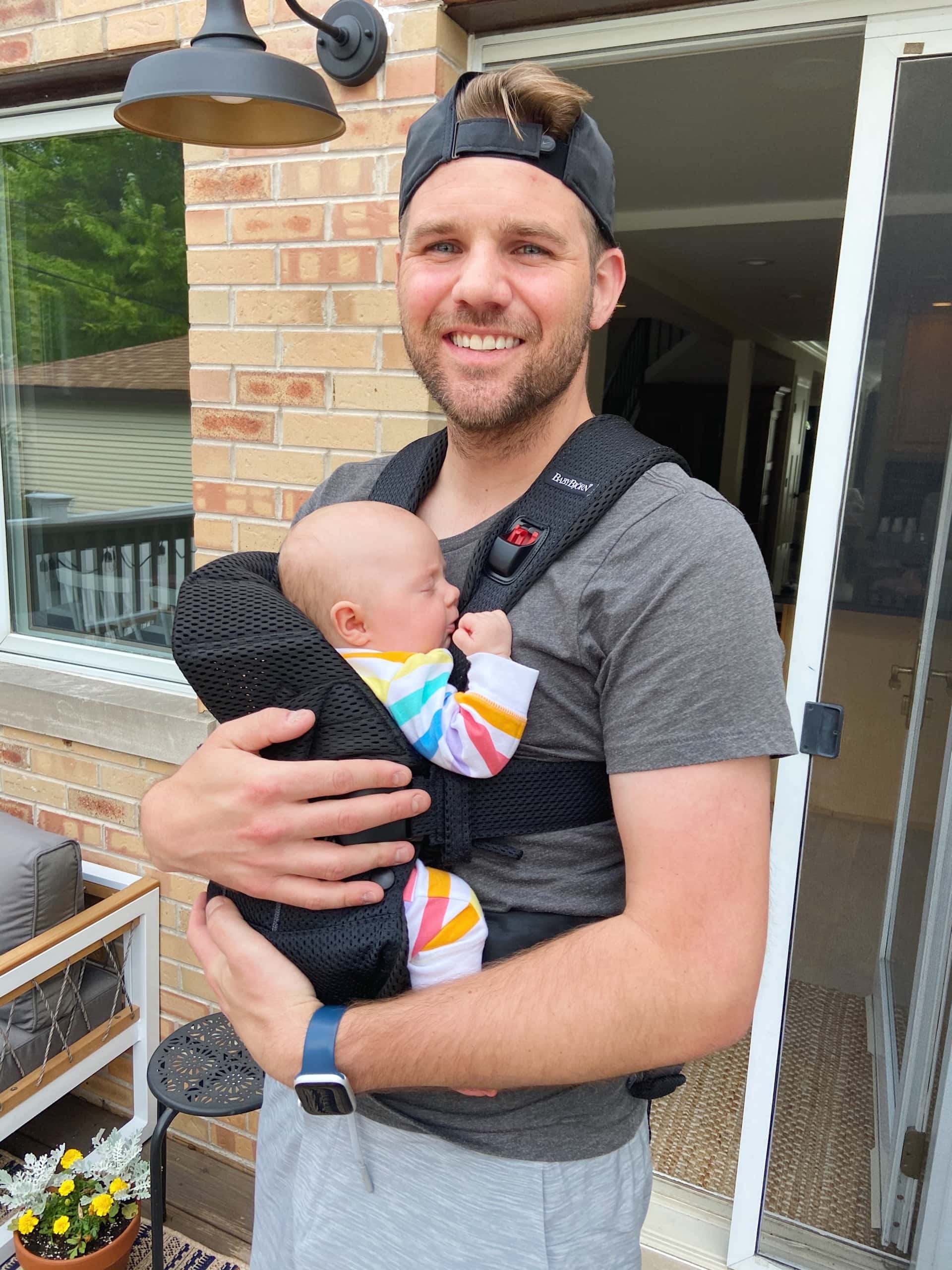 Finn wearing baby bjorn 
