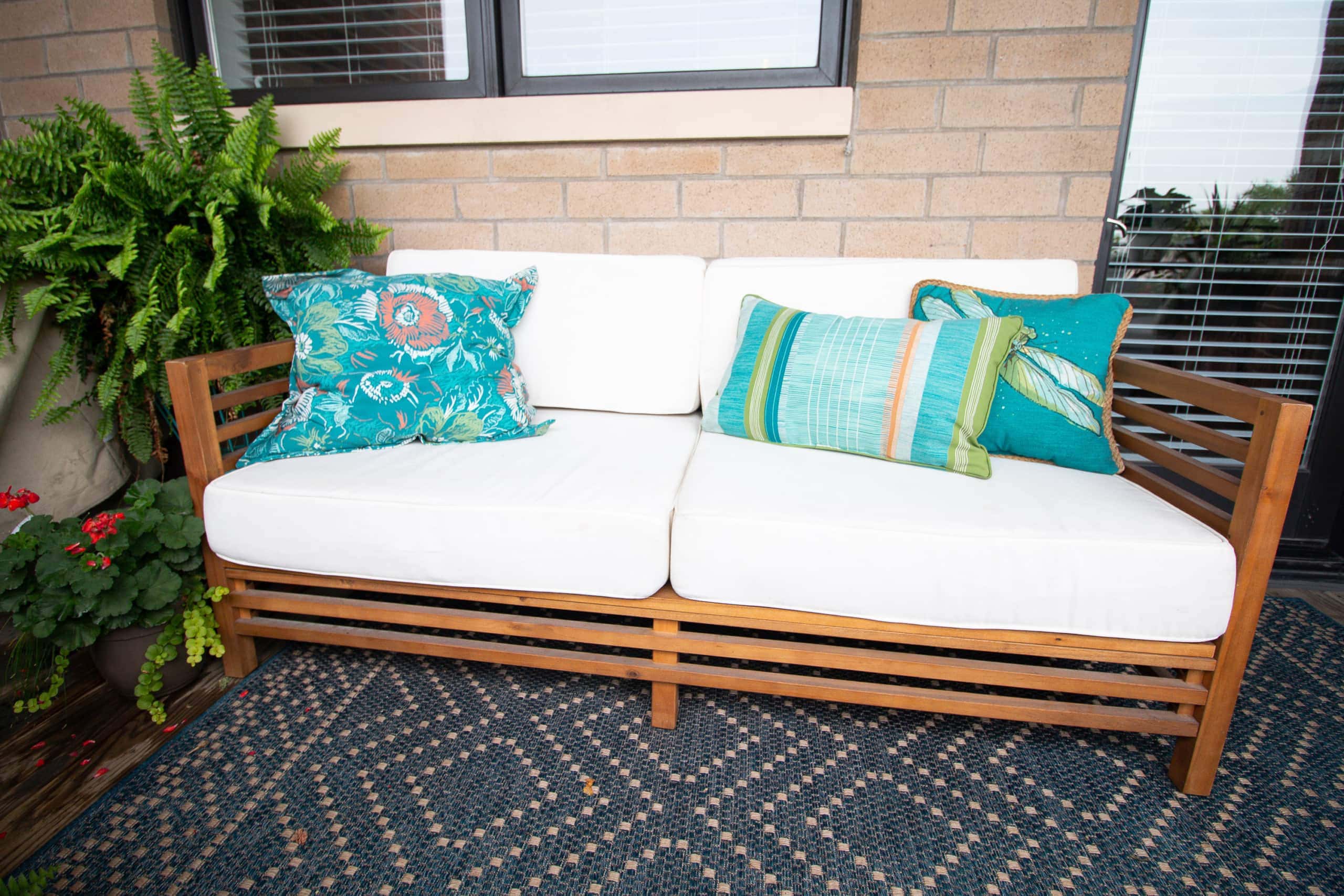 outdoor couch and pillows
