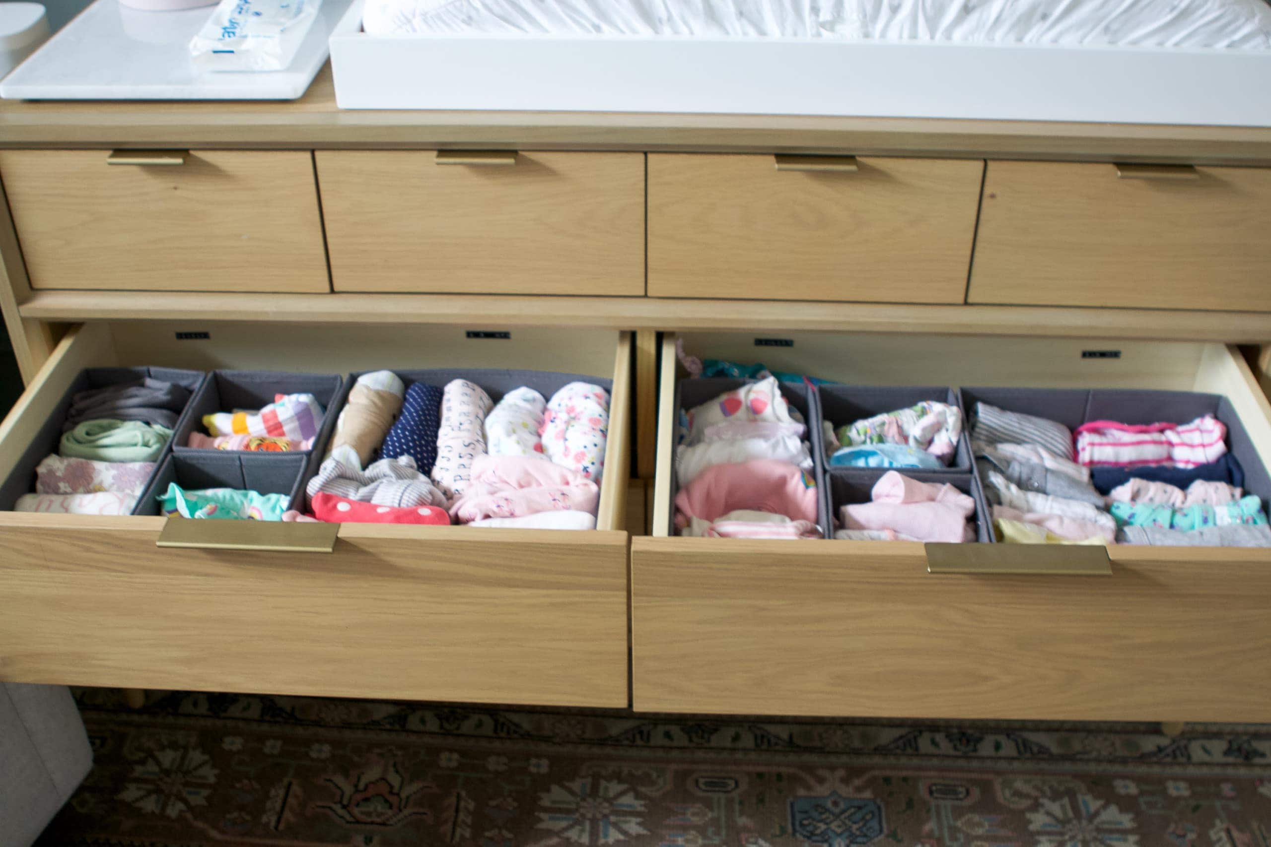 How to organize a nursery dresser