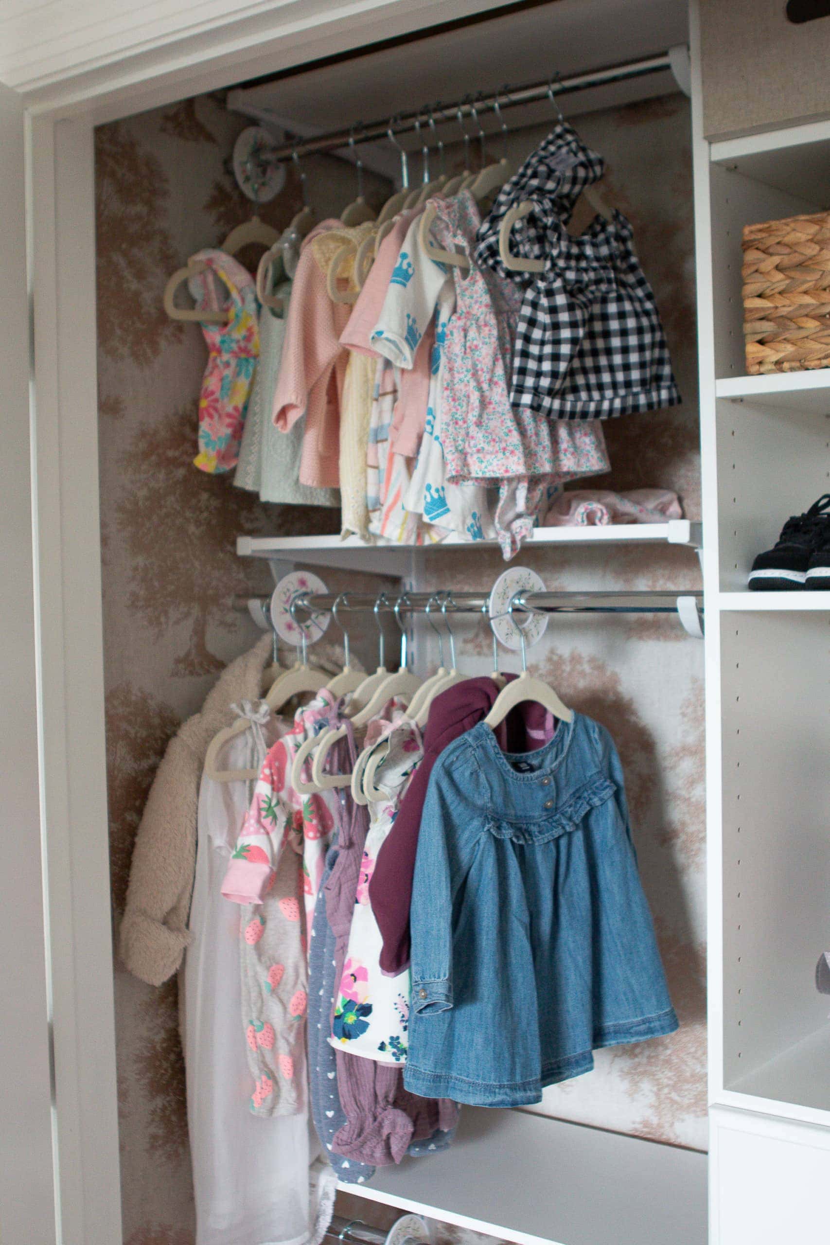 Hanging clothes in the closet