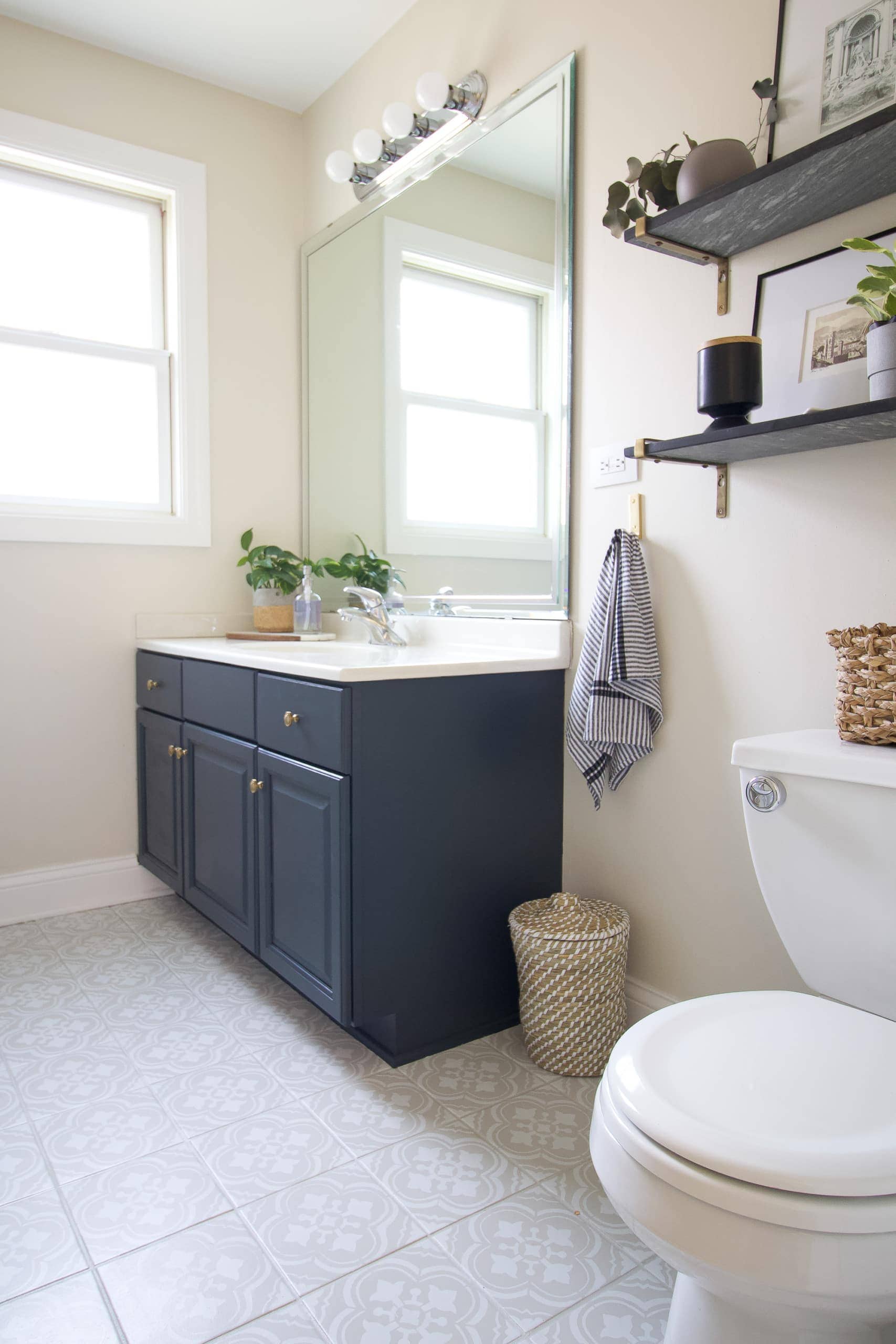 Our newly painted bathroom vanity