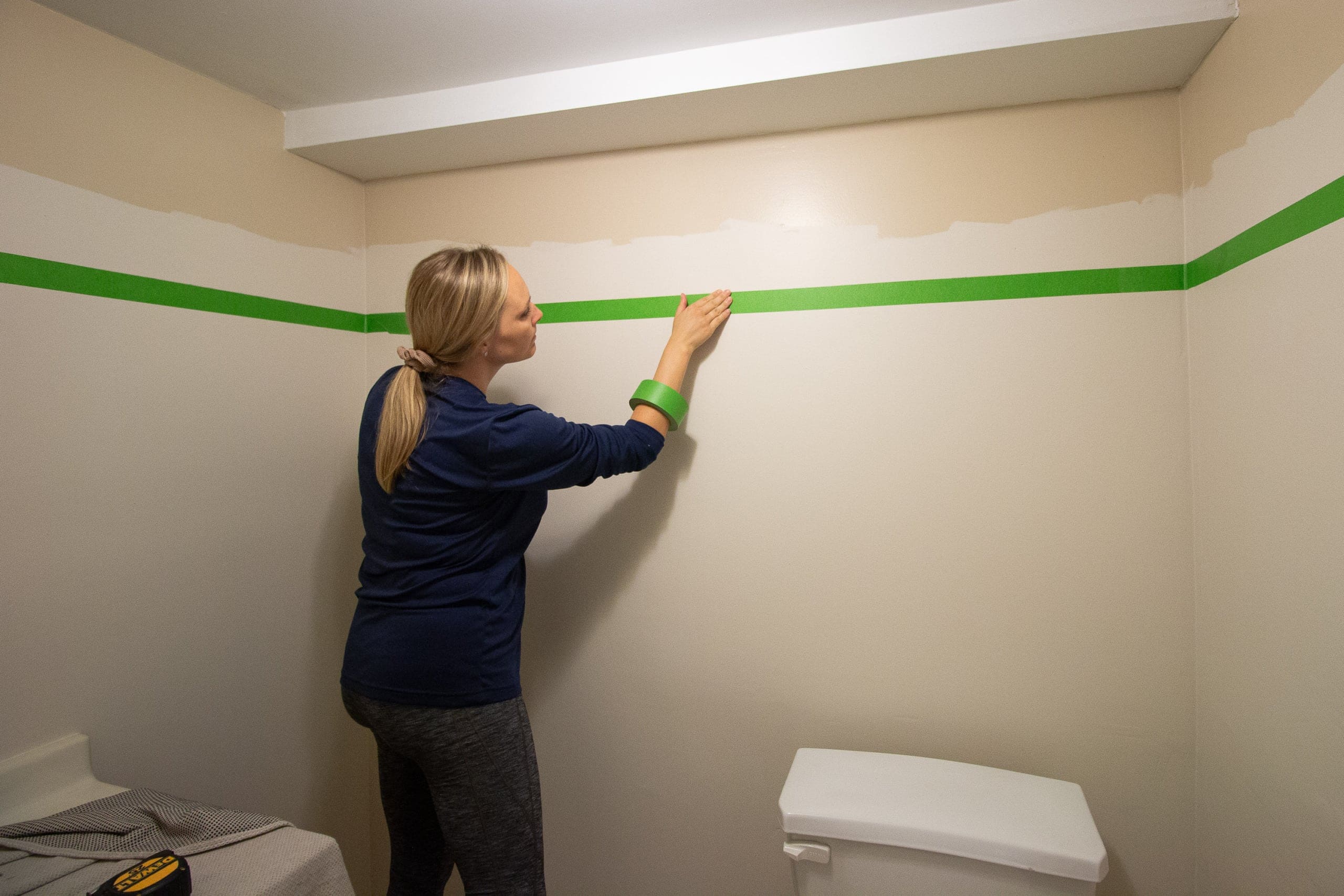 Add painter's tape to make a line all the way around the room