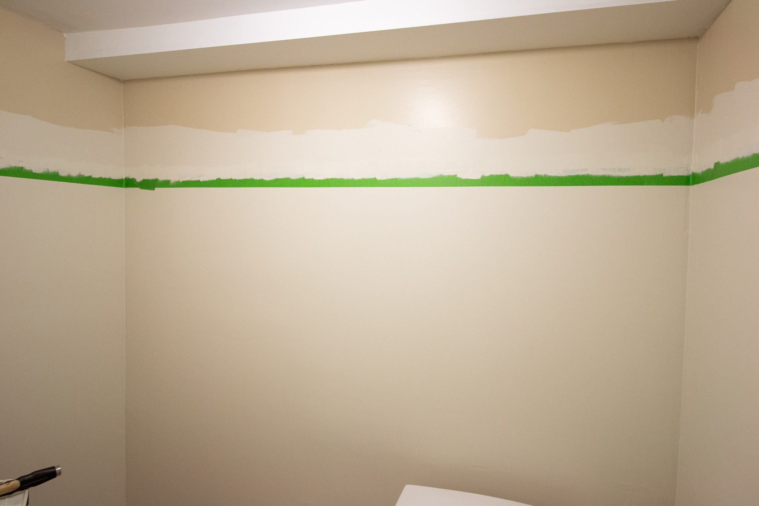 Painting the top portion of the stripe