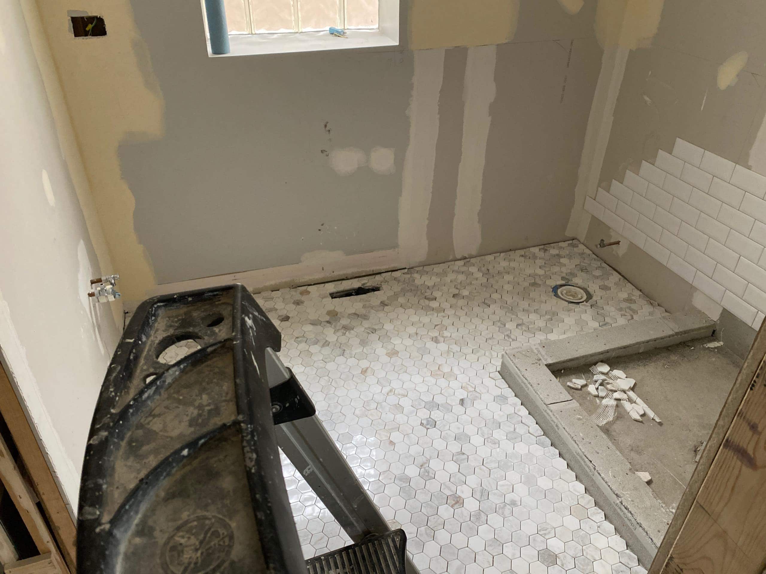 Tile in the new bathroom