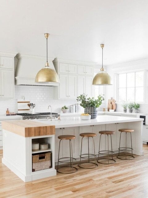 Butcher block in kitchen island