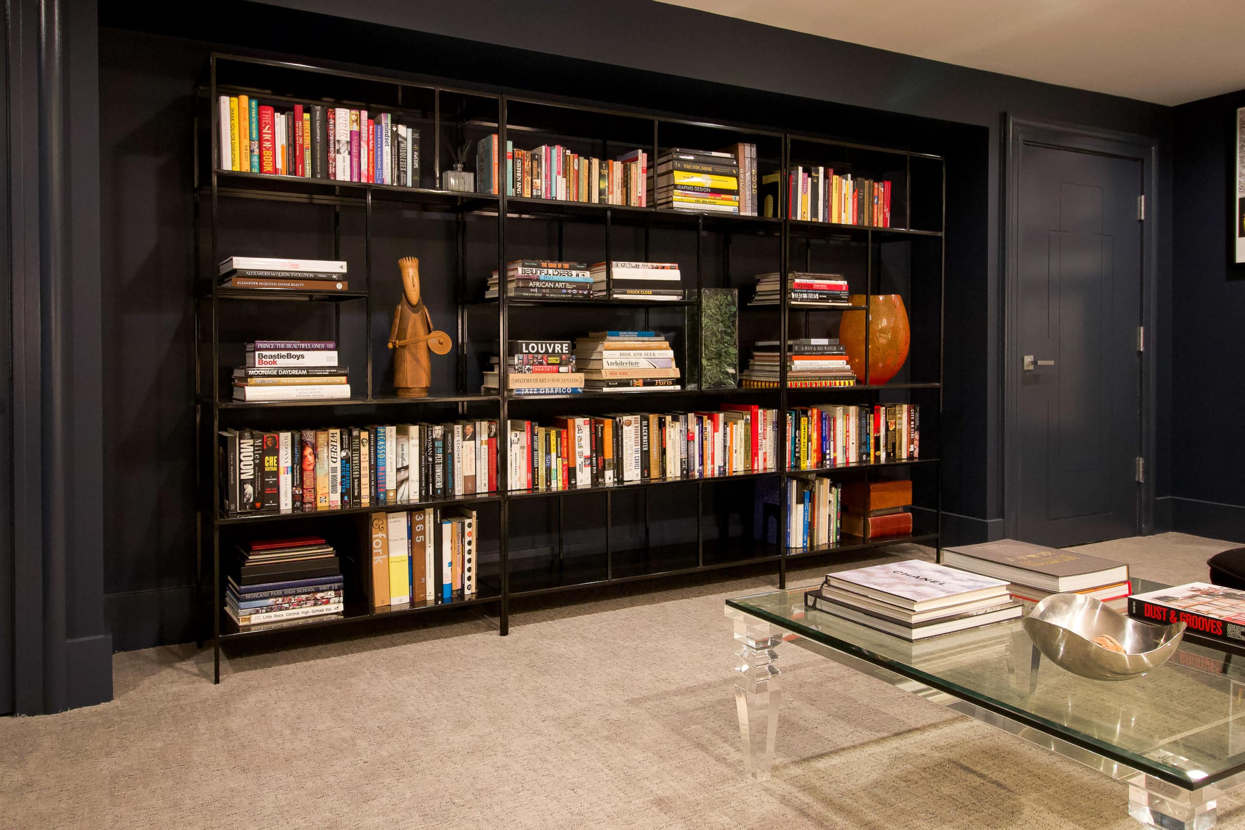 Bookshelves with colorful books