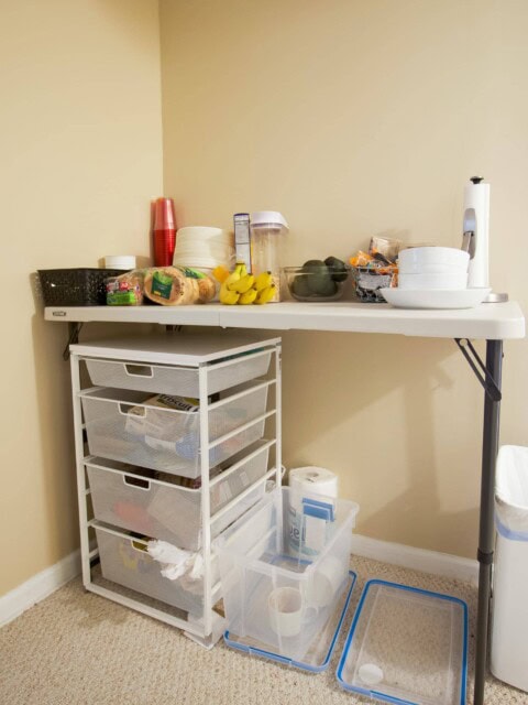 Our makeshift pantry area