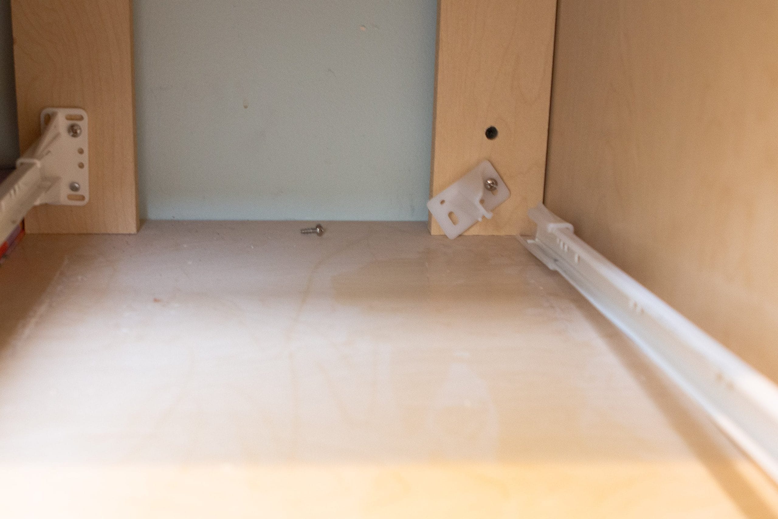 Broken drawer in the bathroom vanity
