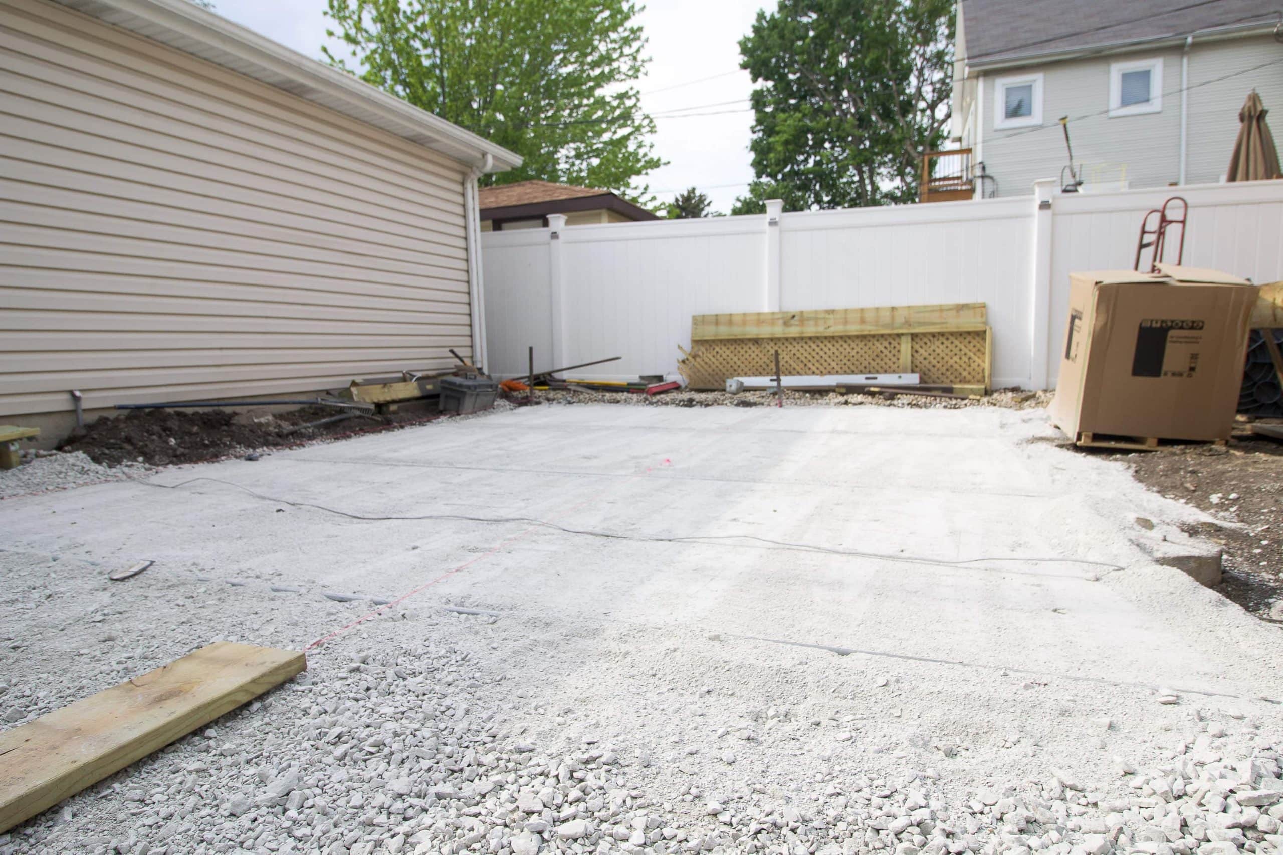 Our backyard sloping down
