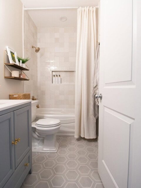 Jan's gray and gold bathroom reveal