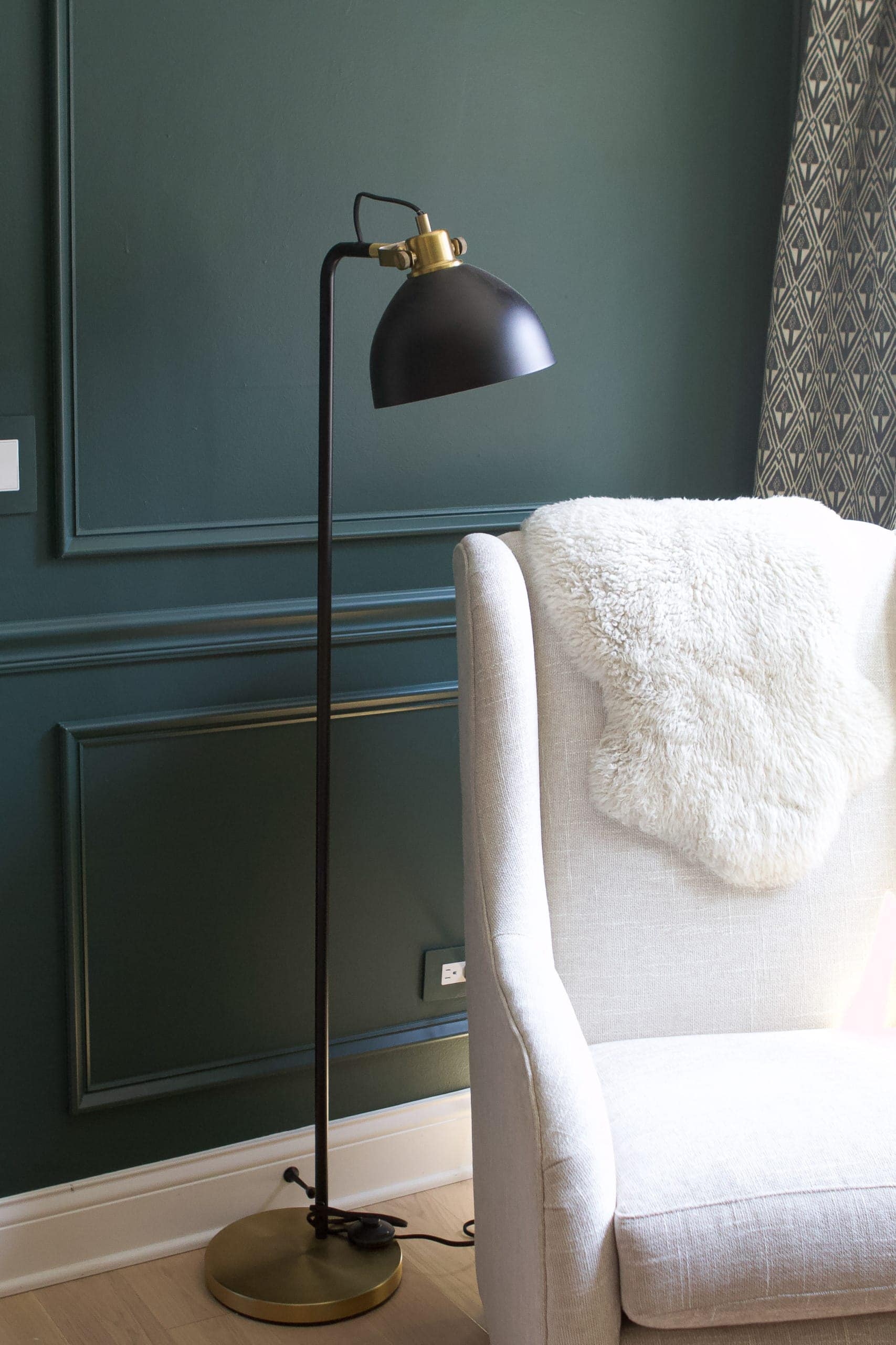 Black and brass lamp from Lowe's