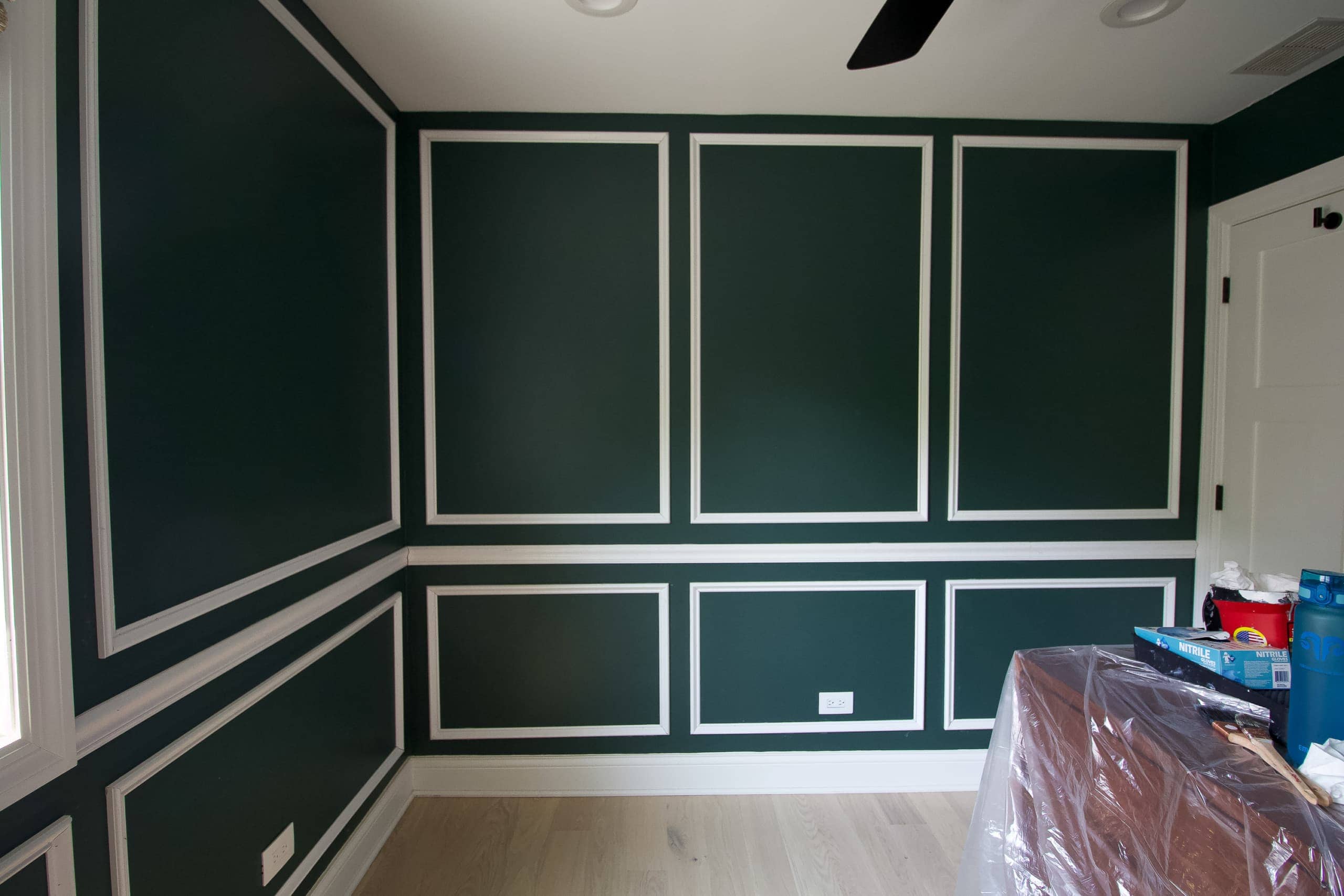 Picture frame molding up on the walls