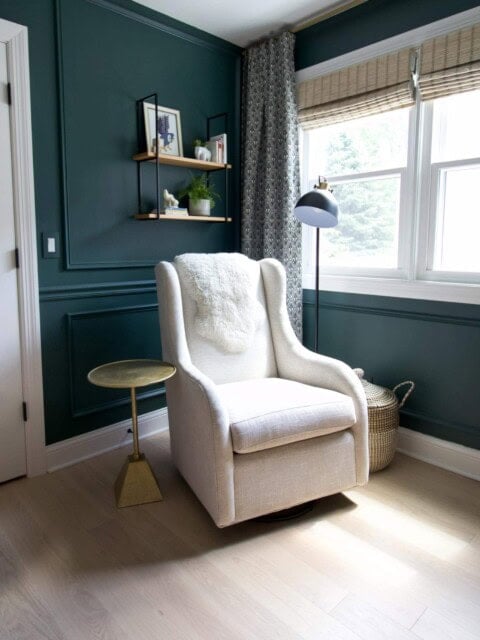 Adding nursery shelves to baby boy's room