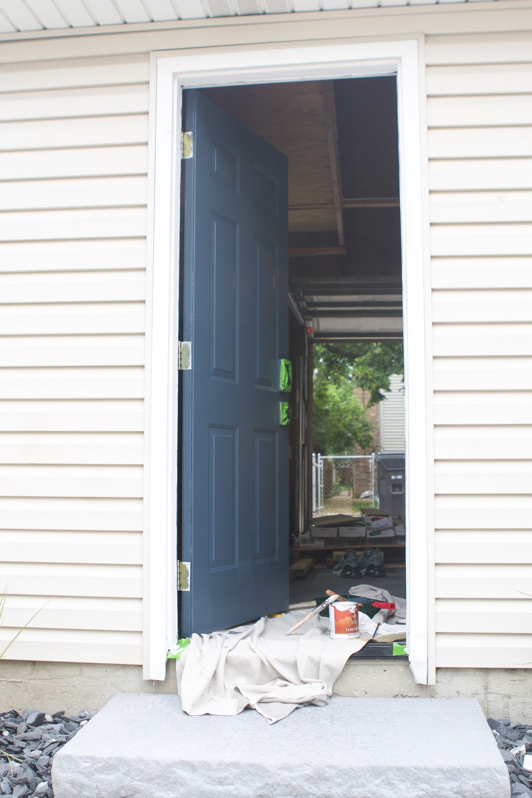 Paint the edges of your metal door the correct color