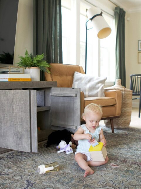 Rory playing with her toys